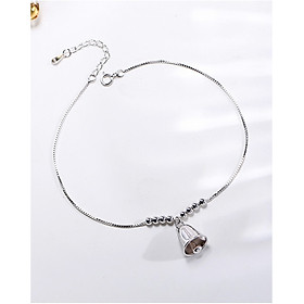 Lắc Chân Bạc Nữ cao cấp hình chuông LCBN83 + Tặng hộp đựng lắc + Tặng khăn lau bạc