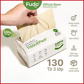 Khăn giấy khô Fudo® TISSUEPack™ từ sợi tre - Gói 130 tờ - 03 lớp siêu thấm