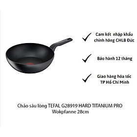 Chảo sâu lòng TEFAL G28919 HARD TITANIUM PRO Wokpfanne 28cm hàng Chính Hãng