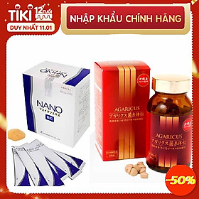 Combo Thực Phẩm Chức Năng Nano Fucoidan Hộp 30 Gói Và Viên Thể Nấm Agaricus Hộp 300v Của Nhật Bản, Phòng Và Hỗ Trợ Điều Trị Ung Thư, Cải Thiện Tình Trạng Sức Khỏe, Tăng Đề Kháng Miễn Dịch, Đường Huyết, Tình Trạng Viêm Dạ Dày, Tá Tràng