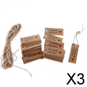3x100 Vintage Kraft Paper HANDMADE WITH LOVE Gift Tags Wedding Favors Labels