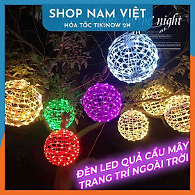 Hình ảnh Đèn Led Quả Cầu Mây Treo Ngoài Trời Trang Trí Quá Cà Phê, Sân Vườn