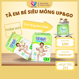 Combo 3 gói Tã/ Bỉm Quần Em Bé Siêu Mỏng Up&Go Lõi Nén 2mm Siêu Mềm Mại, Siêu Khô Thoáng, Siêu Thấm Hút Size S/M/L/XL