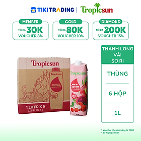 Thùng 6 hộp Nước ép trái cây nhiệt đới Tropicsun (Thanh long + Vải + Sơ ri) x 1L