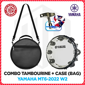 Combo Trống lắc tay/ Lục lạc gõ bo/ Tambourine Yamaha MT6 W2 + Bao đựng/ Túi đựng 3 lớp Da simili - Hàng chính hãng