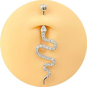 Khuyên rốn bạc 925 hình rắn nạm đá bạc chuẩn cao cấp- Minh Tâm Jewelry