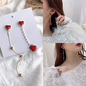Khuyên tai trái tim đỏ rực rỡ