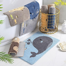 Mua Thảm Lau Chân Cotton Len Mèo Nâu Xanh PA9942