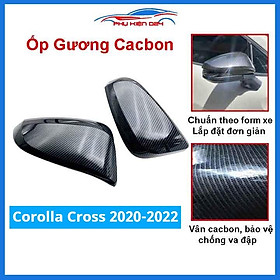 Ốp gương Corolla Cross 2020-2021-2022 vân Cacbon bảo vệ chống trầy trang trí làm đẹp xe