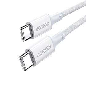 Ugreen UG15267US557TK 1M 100W c-c hỗ trợ QC4.0 5A Cáp sạc nhanh - truyền dữ liệu 2 đầu USB-C dây nhựa Màu Trắng - HÀNG CHÍNH HÃNG