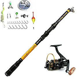 Bộ cần câu - Gồm cần carbon huntes Man - Kèm máy kim loại GF 4000 - Tặng 9 phụ kiện cm01