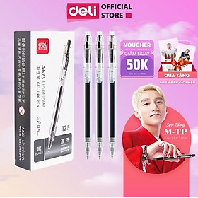 Bút Bi Nước Mực Gel Bấm Ngòi 0.5mm Deli - Có Ngòi Thay Thế Viết Trơn Đều Phù Hợp Ghi Chép Văn Phòng Học Sinh Sổ Tay - A623 SA135