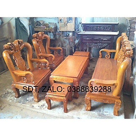 Bộ bàn ghế salon gỗ gụ trạm đào tay 10 giá thật