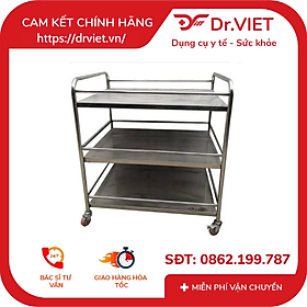 Xe đẩy inox 3 tầng DCG-37 – Giải pháp vận chuyển linh hoạt, bền bỉ cho mọi không gian làm việc