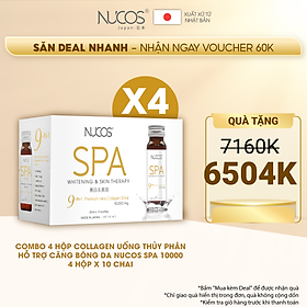 Combo 4 hộp Collagen uống thủy phân hỗ trợ căng bóng da Nucos Spa 10000​ 10 chai x 50ml