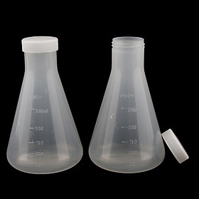 2 Cái 250ml Tốt Nghiệp Thu Hẹp Miệng Nhựa Erlenmeyer Flask Conical Flask Lab