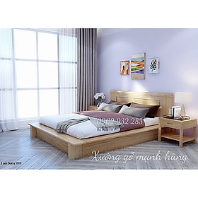 Giường ngủ kiểu nhật gỗ sồi 1m6 x 2m, hàng giá xưởng báo chất lượng