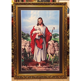 Tranh in: Chúa gie su với đàn cừu - C19