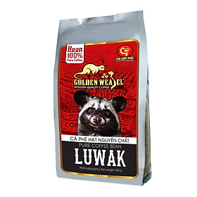 Cà Phê Hạt Luwak Rang Mộc 100% Con Chồn Vàng Túi 500Gr - Huca Food