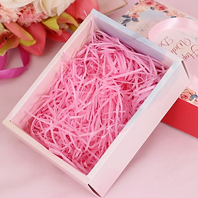1kg giấy rơm, giấy sợi lót hộp quà, trang trí hộp quà tặng - Màu hồng