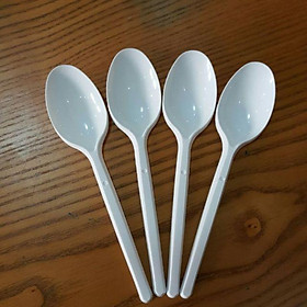 Mua 100 Muỗng nhựa UKP ăn cơm dùng 1 lần - Muỗng nhựa màu trắng đen dùng 1 lần