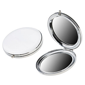 2x Portable Mini Metal Pocket Handbag Compact Cosmetic Makeup Mirror Silver
