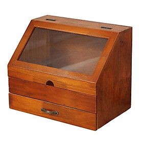 Retro Style Cosmetic Organizer Cabinet Wooden Makeup Storage Box for Dresser