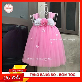Váy đầm bé gái ️️ Váy công chúa hồng phấn hoa xù hồng trắng cho bé gái
