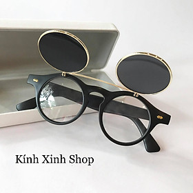 Kính râm cận, Kính râm cận Mắt Tròn 2 lớp mở nắp retro