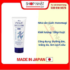 Sữa rửa mặt tẩy trang & làm sáng da Reihaku Hatomugi W Cleansing Foam (130g)