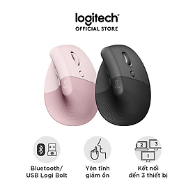 Chuột công thái học không dây Logitech Lift Vertical - Bluetooth|USB Logi Bolt, Silent giảm ồn, 4 nút tùy chỉnh, tương thích với Windows/macOS/iPad/PC - Hàng chính hãng