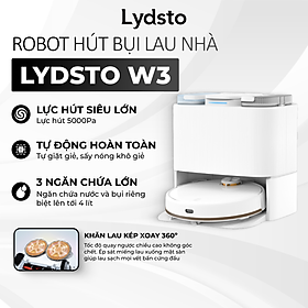 Robot hút bụi lau nhà tự động thông minh Lydsto W3 lức hút 5000Pa diện tích hoạt động 200m2 - Hàng chính hãng