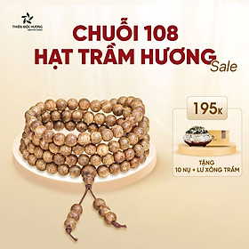 Vòng tay Trầm hương tự nhiên 108 hạt - Đoạn trừ phiền não - Chuỗi hạt 108- Trầm Tốc Việt Nam tự nhiên 100% - Thiên Mộc Hương - 6mm