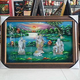 Mua Tranh sơn mài Phúc Lộc Thọ cẩn ốc hàng xuất khẩu 40x60 cm trang trí nhà cửa  quà tặng tân gia  chúc Thọ ý nghĩa
