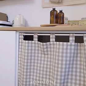 Mua rèm che kệ bếp caro be hướng hồng nhạt phong cách vintage