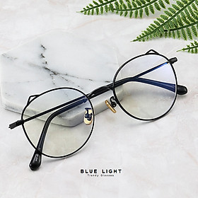 Kính Giả Cận, Gọng Kính Cận Nam Nữ Mắt Tròn Tai Mèo Đen Dễ Thương Không Độ Hàn Quốc - BLUE LIGHT SHOP