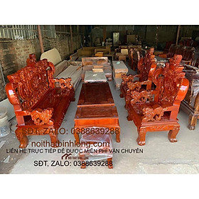 Mua bộ bàn ghế phòng khách nghê rồng gỗ xà cừ tay 12