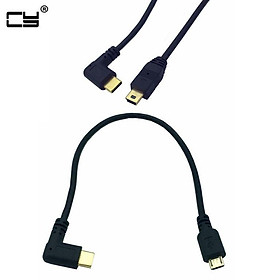 Mini USB & Micro USB Cable 5 Pin Male to Male USB 3.1 Type C Angled OTG Data Cable Adapter Converter Charging Cable Length 25cm Cable length: 25cm