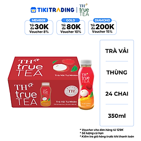 Thùng 24 chai Trà Vải Tự Nhiên TH true TEA 350ml