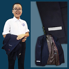 ĐỒ BỘ VEST BÉ TRAI CATRIO ACT661 TỪ 2 ĐẾN 11 TUỔI THUỘC BST QUẦN ÁO TRẺ EM COMPLET VESTON CATRIO 2021 - XANH NAVY KẺ CHÌM - 8 TUỔI