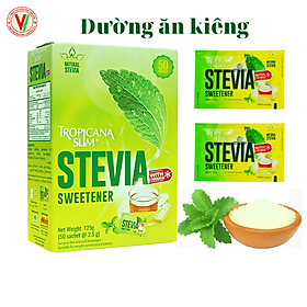 Đường Ăn Kiêng Tropicana Slim Stevia 125gr - Chiết Xuất Từ Lá Cỏ Ngọt Stevia 125g (50 x 2.5g)