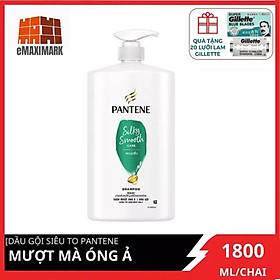 Dầu gội siêu to Pantene Mượt mà óng ả (Xanh) 1800ml tặng kèm 20 lưỡi lam Gillette