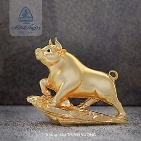 Trâu Thịnh Vượng Dát Vàng 24K Gốm Sứ Minh Long - 25 cm