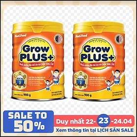 Bộ 2 Lon Sữa bột NutiFood Grow Plus+ cho trẻ chậm tăng cân 900g