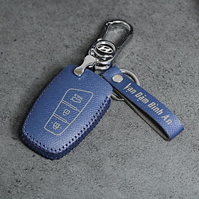 Bao da dành cho chìa khoá Hyundai Santafe 2013-2018 - Da bò thật - Khâu thủ công