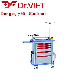 Tủ xe đẩy dụng cụ cấp cứu Tajermy TJM-TC02 bao gồm 2 ngăn kéo nhỏ, 2 ngăn kéo trung và 1 hộc tủ lớn.