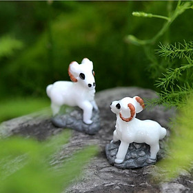 Combo 02 mô hình Sơn dương trắng  dùng trang trí tiểu cảnh, terrarium, DIY