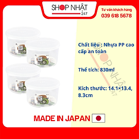 Combo Hộp nhựa đựng thực phẩm 830ml loại tròn có nắp nội địa Nhật Bản