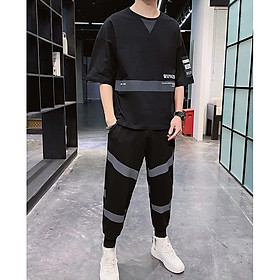 Bộ Quần Áo Nam Cổ Tròn Tay Lỡ Quần Bo Gấu Phối Màu Họa Tiết Phong Cách Trẻ Trung Thời Trang Zenkonu QA NAM 1000081V1