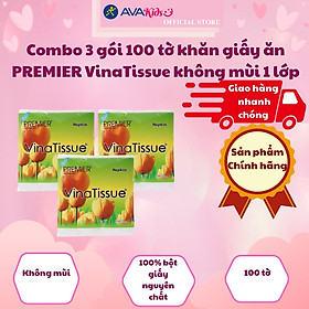 Hình ảnh Combo 3 gói 100 tờ khăn giấy ăn PREMIER VinaTissue không mùi 1 lớp